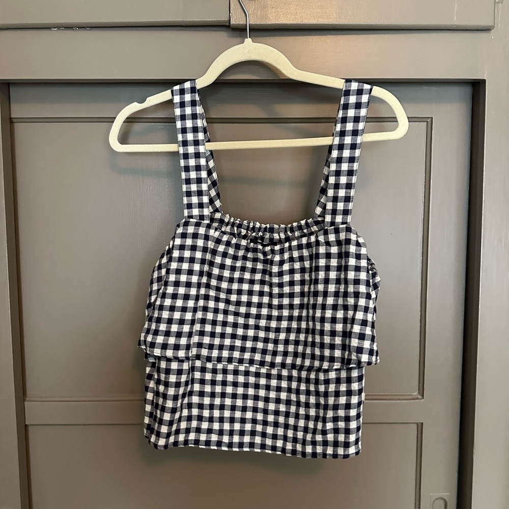Madewell Black and White Checkered Top